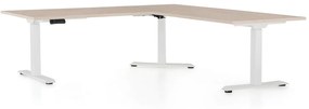 OfficeTech Angle állítható magasságú asztal, 180 + 120 cm, fehér alap, tölgy