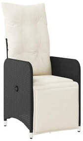 9 részes fekete polyrattan kerti bisztrógarnitúra párnákkal