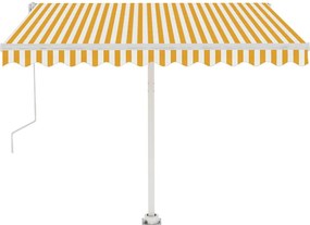 vidaXL sárga-fehér automata póznás napellenző 350 x 250 cm