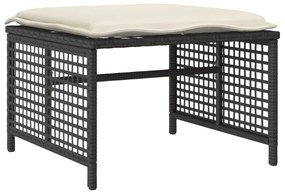 4 részes fekete polyrattan üveg kerti ülőgarnitúra párnával
