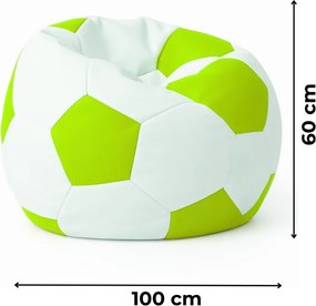 EMI focilabda mintás fehér-limezöld műbőr babzsákfotel
