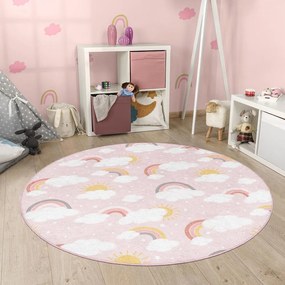 Rózsaszín mosható gyerek szőnyeg ø100 cm Rainbow World – Mila Home