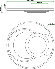 Globo 67256-45 Mennyezeti lámpa fém grafitszürke váz, akril fehér búra, sötétbarna fa dekorral, ø: 500mm, M: 60mm, tartozék: LED 45W 230V, 3600lm forrás, 1700lm kimenet, 3000K