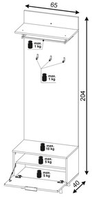 NORDIC D Előszobafal Evoke Tölgy Színben