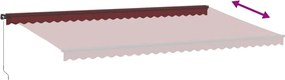 Burgundi vörös kézzel kihúzható napellenző 600 x 350 cm