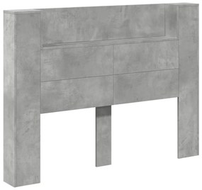 betonszürke áthidalószekrény LED-világítással 140x16,5x103,5 cm