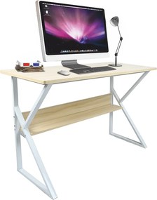 Polcos íróasztal, természetes tölgyfa/fehér, TARCAL 80