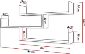 Fali polc 119x18x55cm barna FUR1962-2