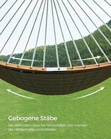 2 személyes párnázott kültéri függőágy, kemping függőágy, 200 x 140 cm, kék-bézs színű