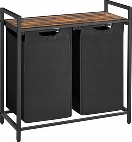 2 Rekeszes 92L-ES Szennyestartó Kosár 73×33×72 Cm-es Tetővel