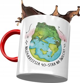 Piros Bögre Születésnapra 40 40-es 40-es Ajándék Nyomtatott Fotóval