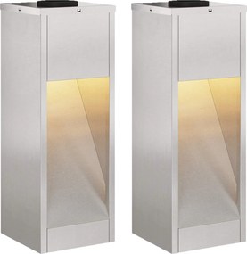 vidaXL Napelemes LED Útjelző Lámpa 2 pcs Ezüst Rozsdamentes acél