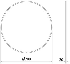 Mexen Loft, kerek fürdőszobai tükör 70 cm, keret színe fekete matt, 9850-070-070-000-70