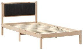 Ágykeret Kárpitozott Fejtámlával Fekete 100 x 200 cm