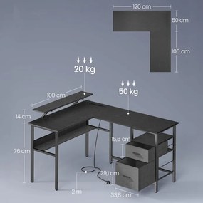 Pc stůl 150x120cm, mdf, černá, APC-E1395 BK