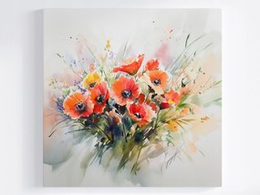 Poszter Természet Dekoráció Mezei Virágok Pipacs Csokor 80x80