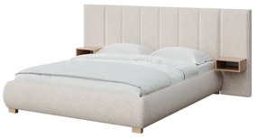 Krémszínű kárpitozott franciaágy ágyráccsal 180x200 cm Fioro – MESONICA