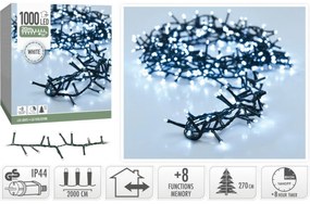 Kültéri fényfüzér Twinkle, 20 m, 1000 LED,hideg fehér, időzítő, IP4, 20 m