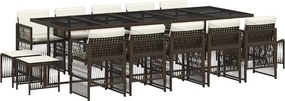 vidaXL 15 részes barna polyrattan kerti ülőgarnitúra párnákkal