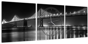 Kép - Fekete-fehér híd (órával) (90x30 cm)