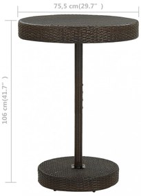 barna polyrattan kerti asztal 75,5 x 106 cm