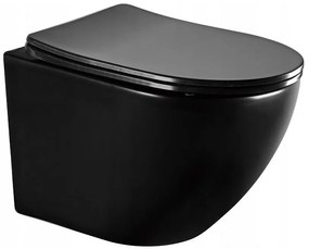 Akasztókészlet GEBERIT Duofix Basic + WC LENA Perem nélküli 48 x 36 cm + lassan eső deszka Slim, fekete, 3322XX85 + 39100185