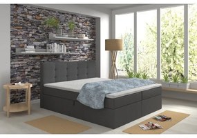 Kárpitozott ágy matracokkal és topperrel, tárolóval EMBER 160x200 cm antracit