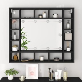 fekete LED-es tükrös szekrény 91x15x76,5 cm
