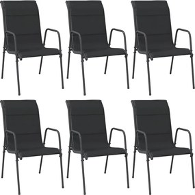 vidaXL 6 db fekete acél és textilén kerti szék