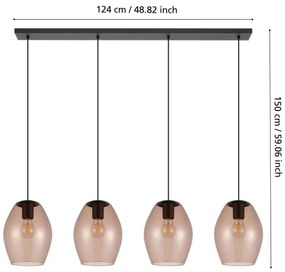 Eglo 390162 - Csillár zsinóron ESTANYS 4xE27/40W/230V barna