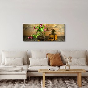 Tulipánok, daráló és kávé képe (120x50 cm)
