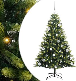 vidaXL Műanyag Hajtogatott Karácsonyfa 150 LED-del Zöld 150 cm