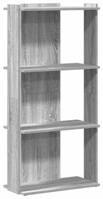 3 szintes szürke sonoma szerelt fa könyvespolc 60 x 30 x 120 cm