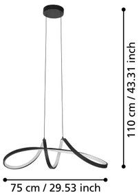 Eglo 901159 - LED RGBW Dimmelhető csillár zsinóron CALAROSSA-Z LED/22W/230V fekete