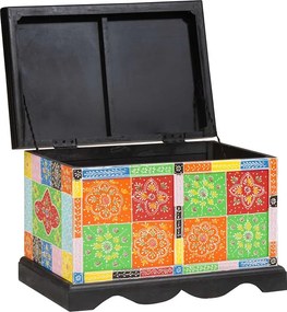 vidaXL Tároló Doboz tárolóval Sokszínű 60 x 40 x 40 cm Tömör mangófa