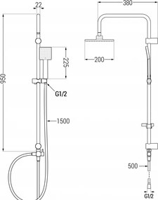 Mexen Tord zuhanygarnitúra esőzuhannyal és zuhanycsapteleppel Zero, króm, 71140200-00