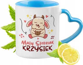 Kék Bögre Szív Alakú Füllel Kristófnak Ideális Ajándék