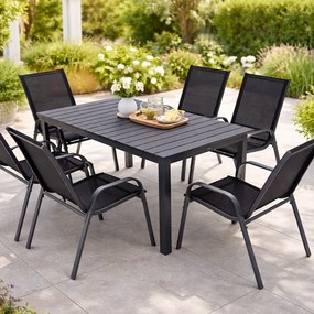 Furnigo Hamburg kerti bútor szett 1+6 - fekete