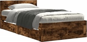 vidaXL füstös tölgy színű szövet ágykeret fejtámlával 75x190 cm