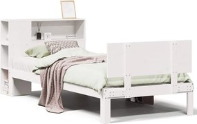 vidaXL fehér tömör fenyőfa könyvespolcos ágy matrac nélkül 75 x 190 cm