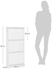 Rox fehér fém cipősszekrény 3 lenyitható fiókkal - Kave Home