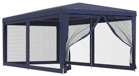 kék HDPE rendezvénysátor 6 hálós oldalfallal 3 x 6 m