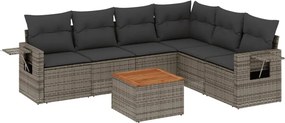 vidaXL 7 részes szürke polyrattan kerti ülőgarnitúra párnákkal