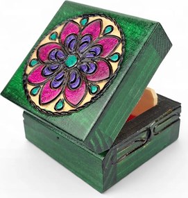 Apró Fa Táska Ékszerdoboz Égetett Pácolt Kazetta *6x6 cm.