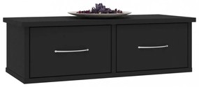 fekete szerelt fa falra szerelhető fiókos polc 60x26x18,5 cm