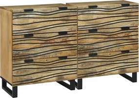 vidaXL Tálalószekrény készlet 2 pcs Természetes 60 x 33,5 x 75 cm