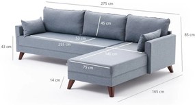 Sarokkanapé Bella Soft Köşe Koltuk Balos - Kék