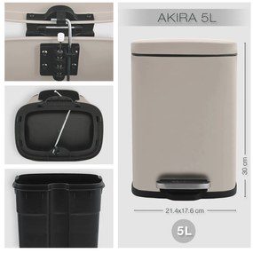 Spirella Akira pedálos szemetes 5 l, mattszürkésbarna