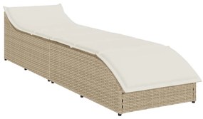 összecsukható napozóágy párnával és tárolóval bézs polyrattan
