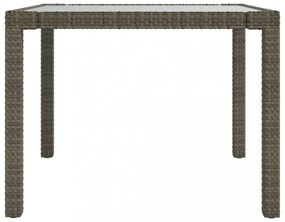 szürke polyrattan és edzett üveg kerti asztal 90 x 90 x 75 cm